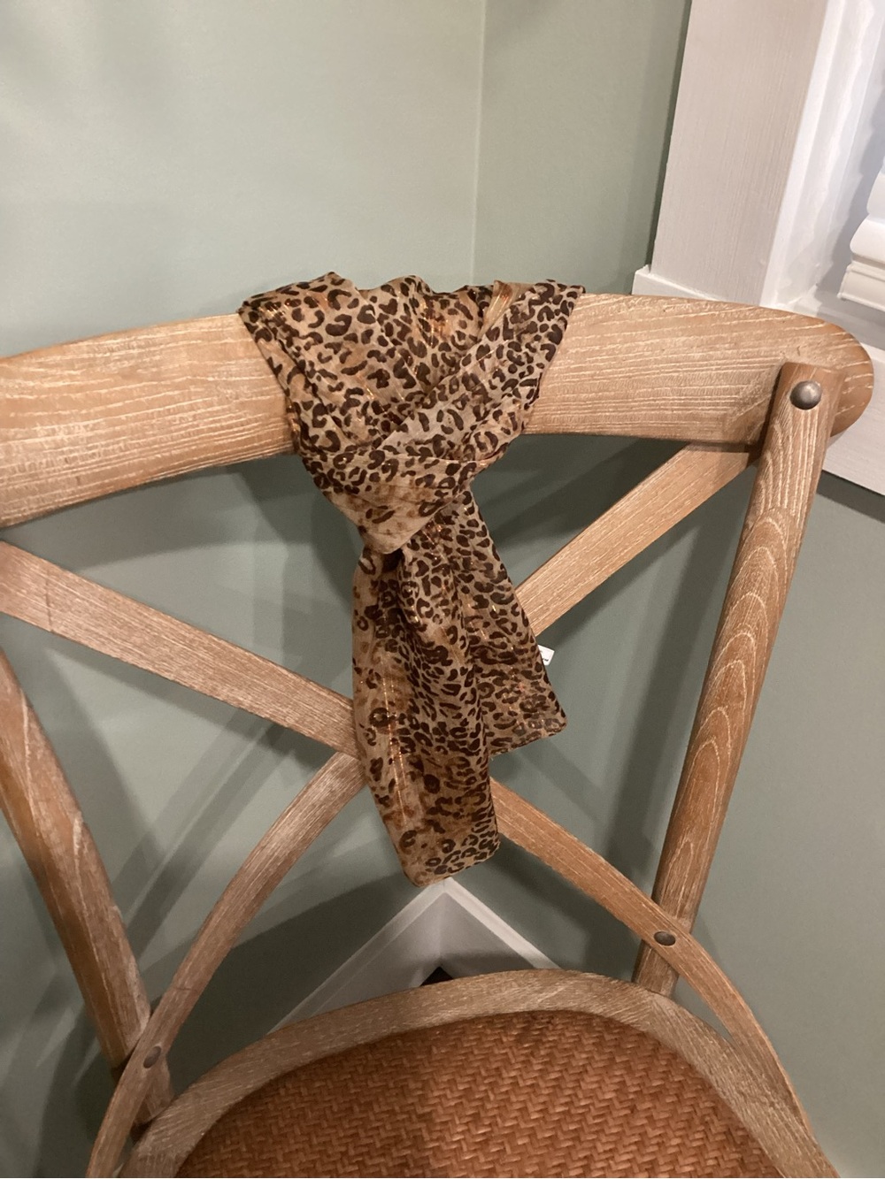 Leopard Print Lightweight Scarf - Brown and Gold Tones